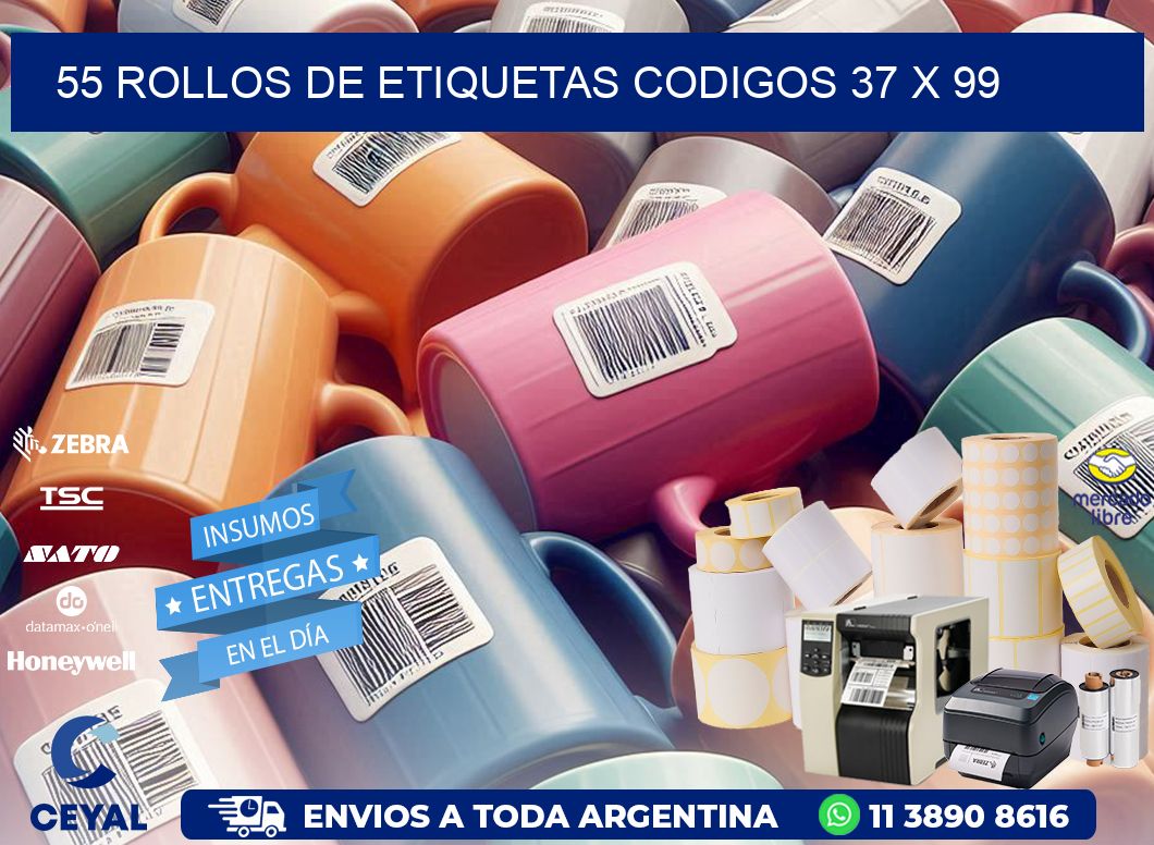 55 ROLLOS DE ETIQUETAS CODIGOS 37 x 99