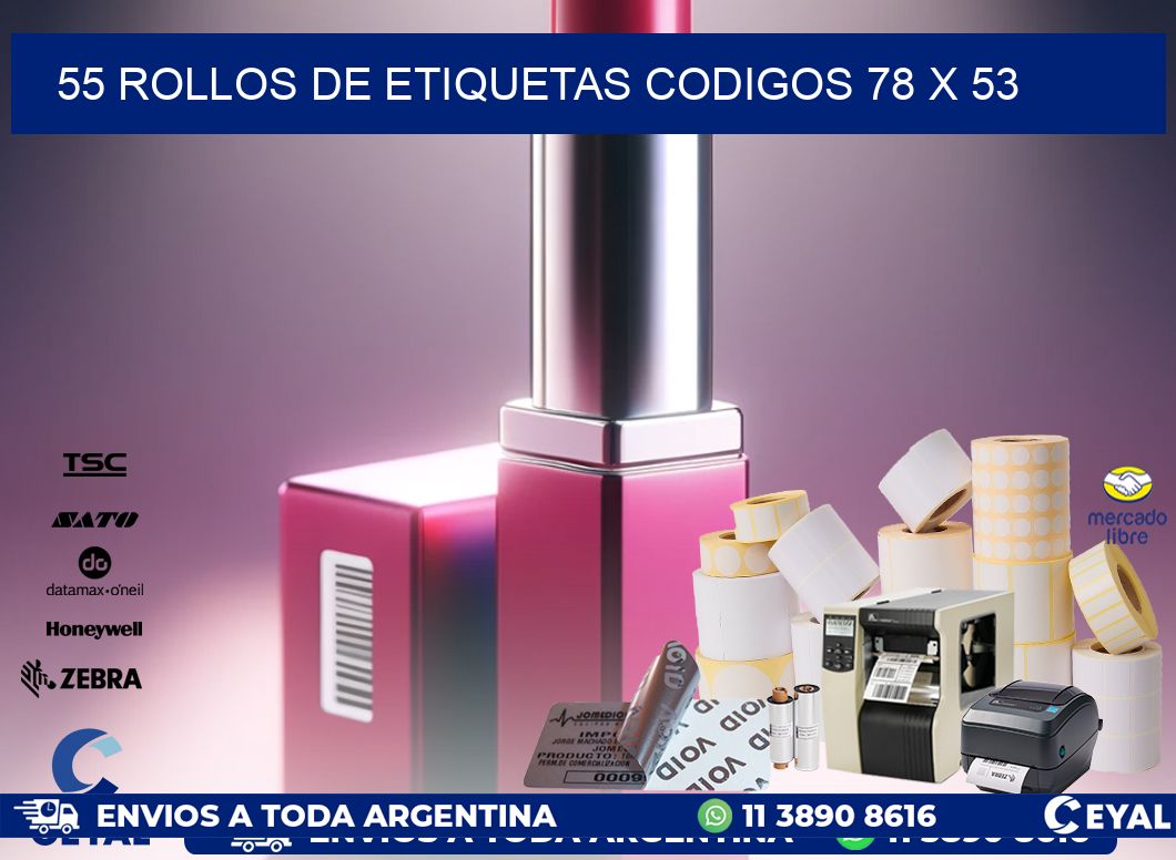 55 ROLLOS DE ETIQUETAS CODIGOS 78 x 53
