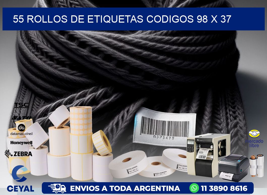55 ROLLOS DE ETIQUETAS CODIGOS 98 x 37