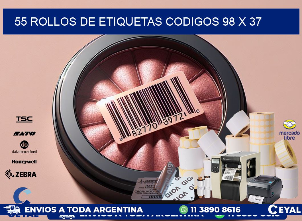 55 ROLLOS DE ETIQUETAS CODIGOS 98 x 37
