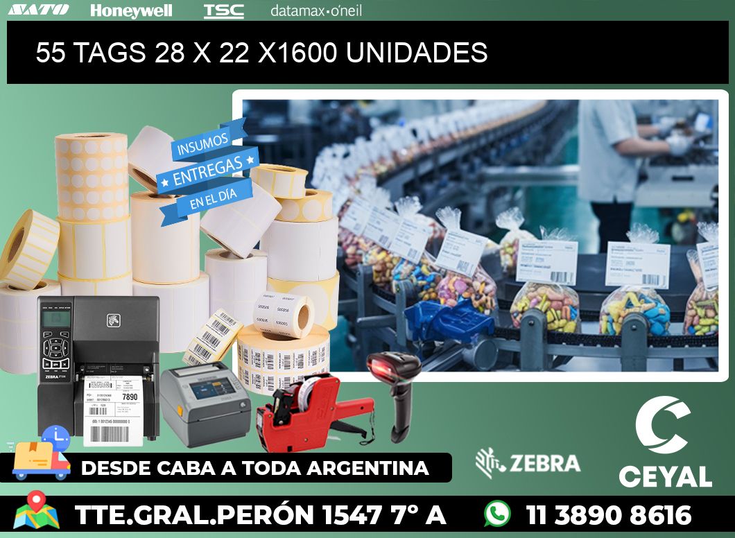 55 TAGS 28 x 22 X1600 UNIDADES