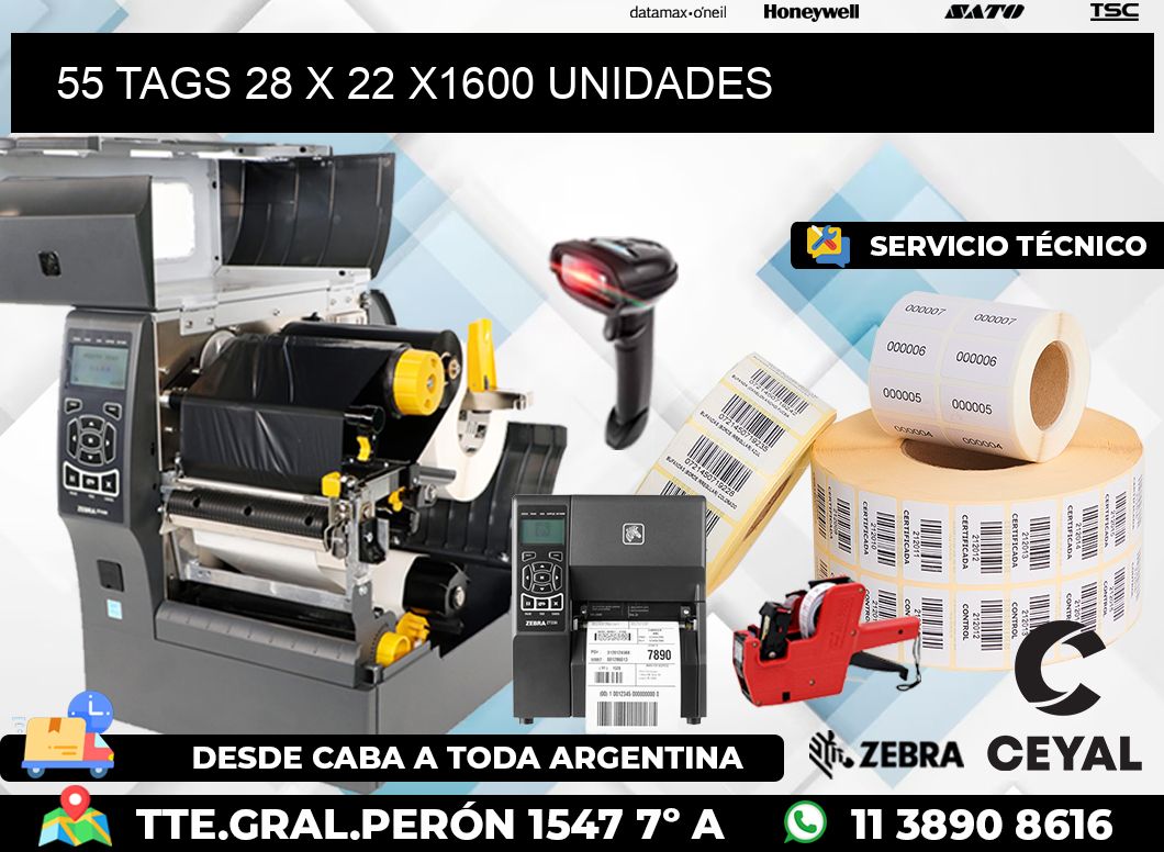 55 TAGS 28 x 22 X1600 UNIDADES