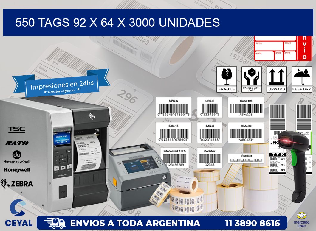 550 TAGS 92 x 64 X 3000 UNIDADES