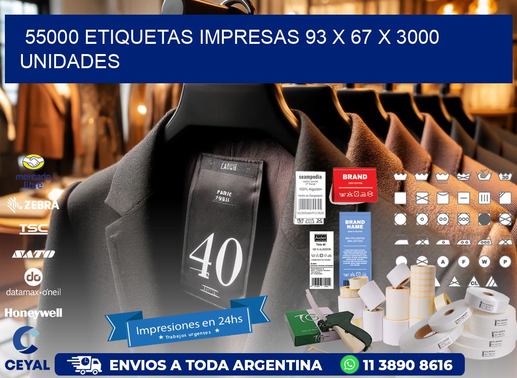 55000 ETIQUETAS IMPRESAS 93 x 67 X 3000 UNIDADES