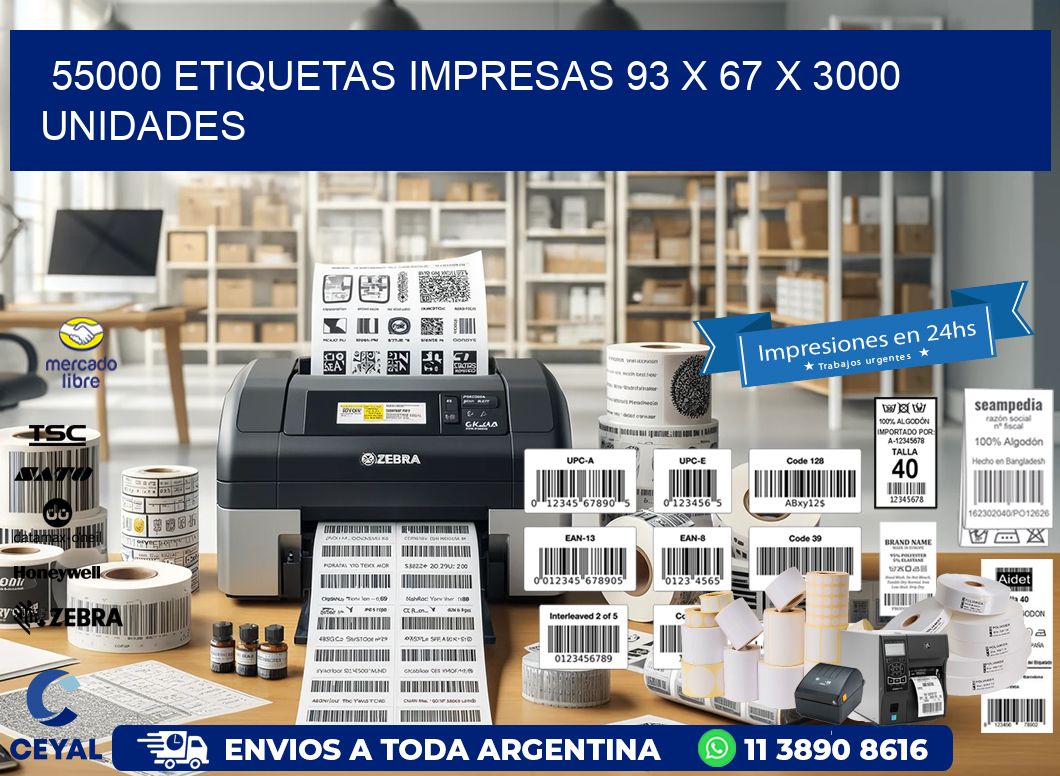 55000 ETIQUETAS IMPRESAS 93 x 67 X 3000 UNIDADES
