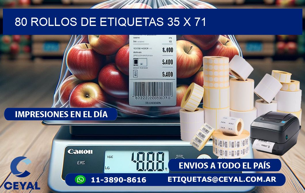 80 ROLLOS DE ETIQUETAS 35 x 71