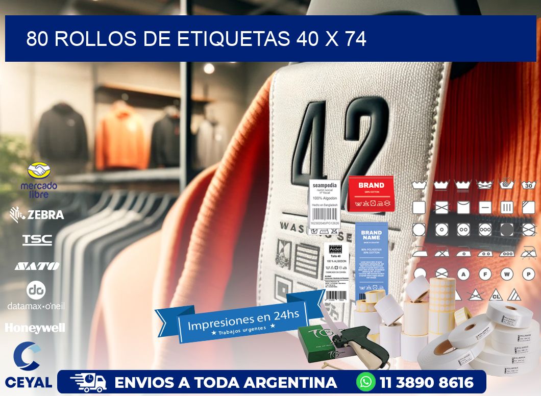 80 ROLLOS DE ETIQUETAS 40 x 74