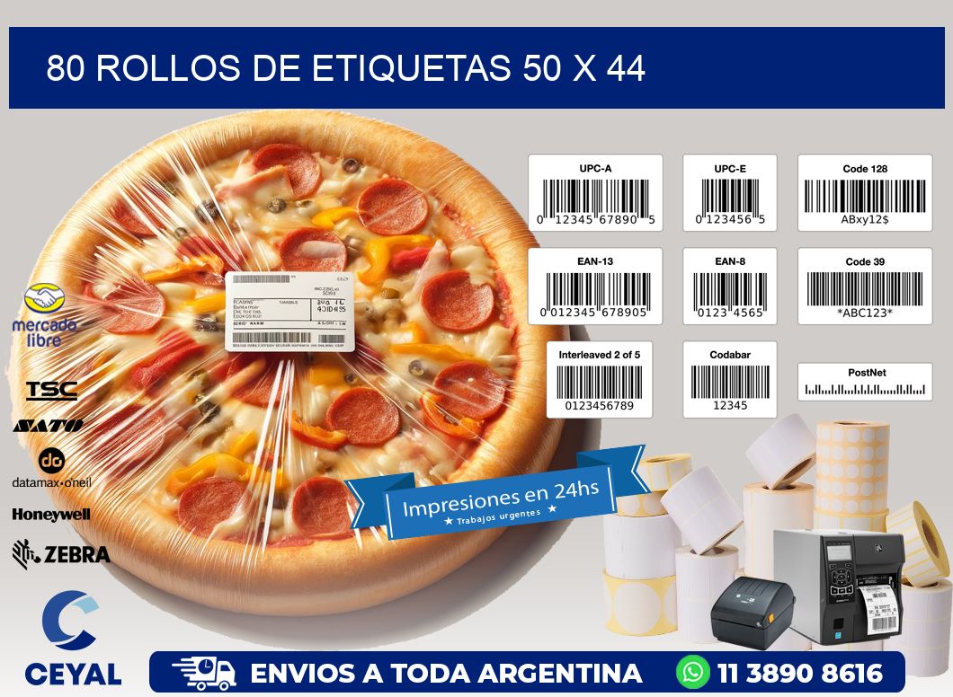 80 ROLLOS DE ETIQUETAS 50 x 44