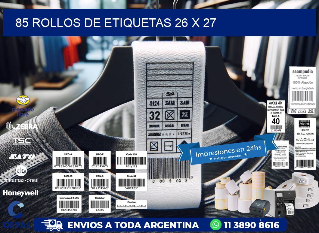 85 ROLLOS DE ETIQUETAS 26 x 27