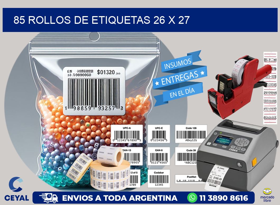 85 ROLLOS DE ETIQUETAS 26 x 27