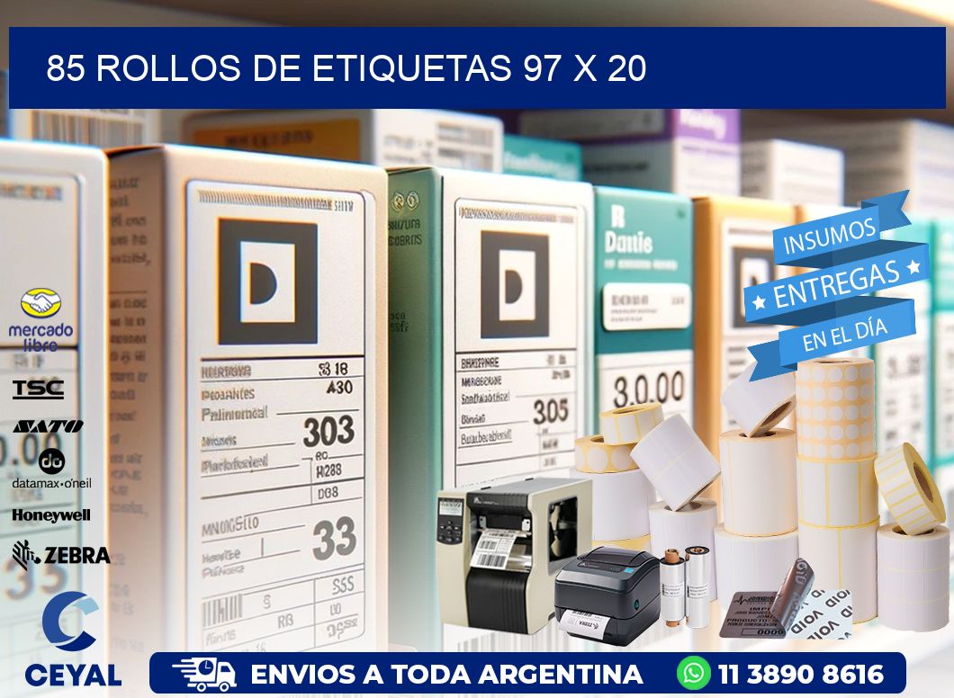 85 ROLLOS DE ETIQUETAS 97 x 20