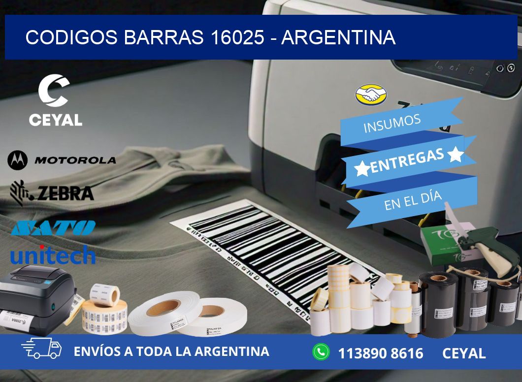 CODIGOS BARRAS 16025 - ARGENTINA