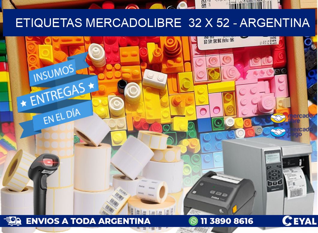 ETIQUETAS MERCADOLIBRE  32 x 52 - ARGENTINA