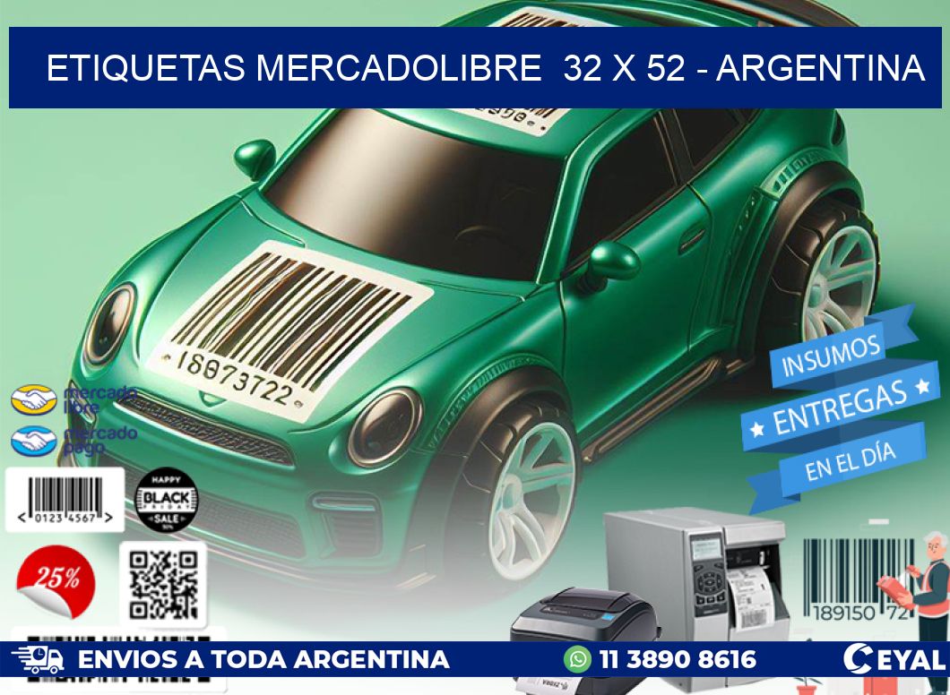 ETIQUETAS MERCADOLIBRE  32 x 52 - ARGENTINA