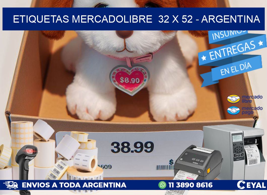 ETIQUETAS MERCADOLIBRE  32 x 52 - ARGENTINA