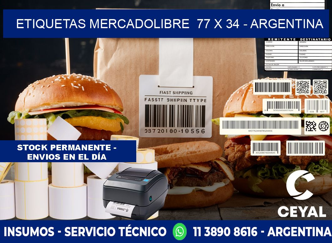 ETIQUETAS MERCADOLIBRE  77 x 34 - ARGENTINA