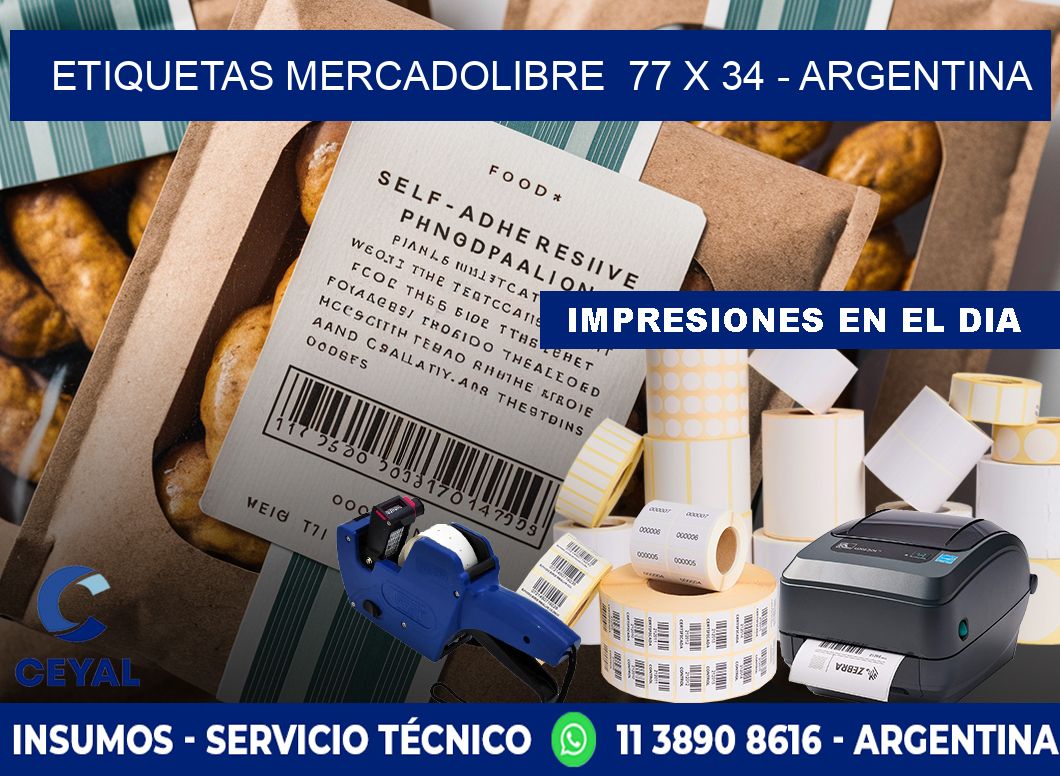 ETIQUETAS MERCADOLIBRE  77 x 34 - ARGENTINA