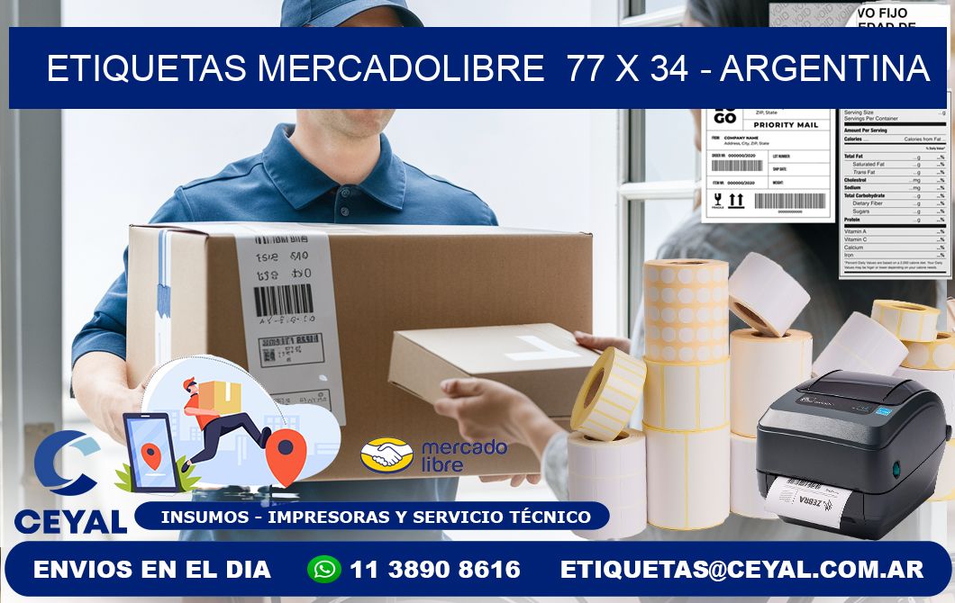 ETIQUETAS MERCADOLIBRE  77 x 34 - ARGENTINA