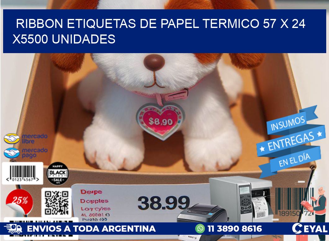 RIBBON ETIQUETAS DE PAPEL TERMICO 57 x 24 X5500 UNIDADES