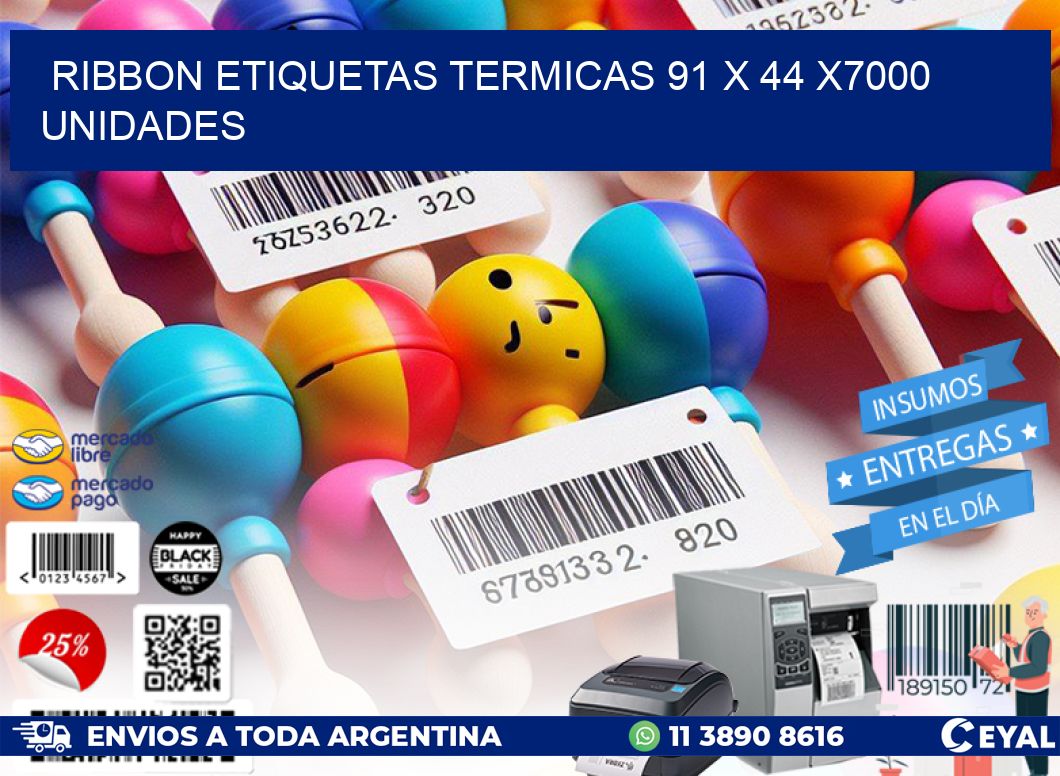 RIBBON ETIQUETAS TERMICAS 91 x 44 X7000 UNIDADES