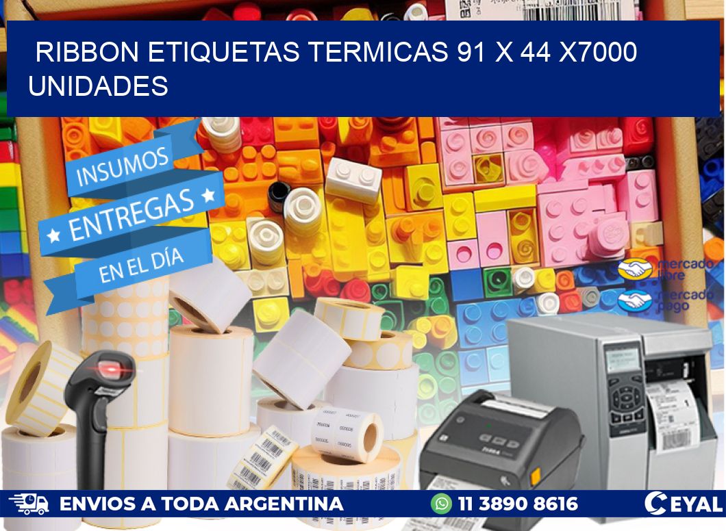 RIBBON ETIQUETAS TERMICAS 91 x 44 X7000 UNIDADES