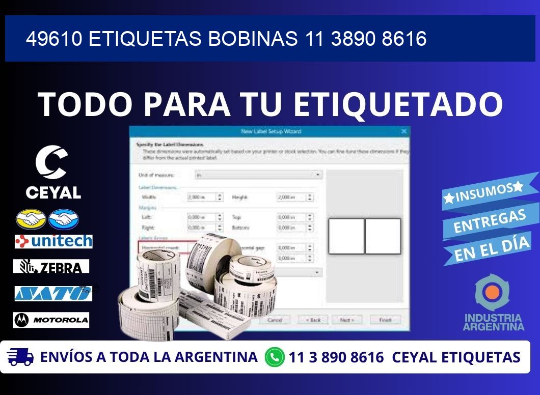 49610 ETIQUETAS BOBINAS 11 3890 8616