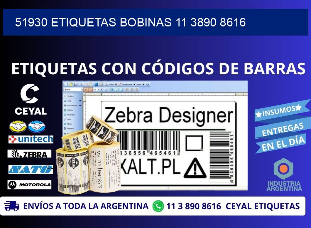 51930 ETIQUETAS BOBINAS 11 3890 8616