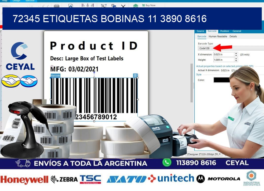 72345 ETIQUETAS BOBINAS 11 3890 8616
