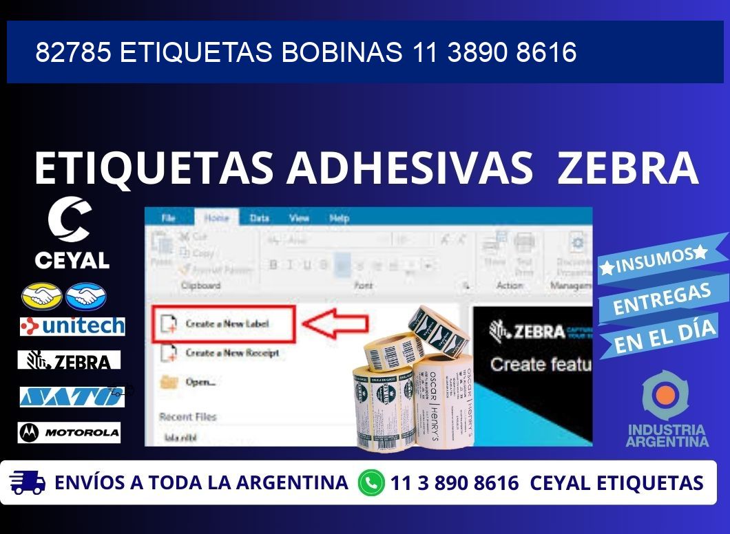 82785 ETIQUETAS BOBINAS 11 3890 8616