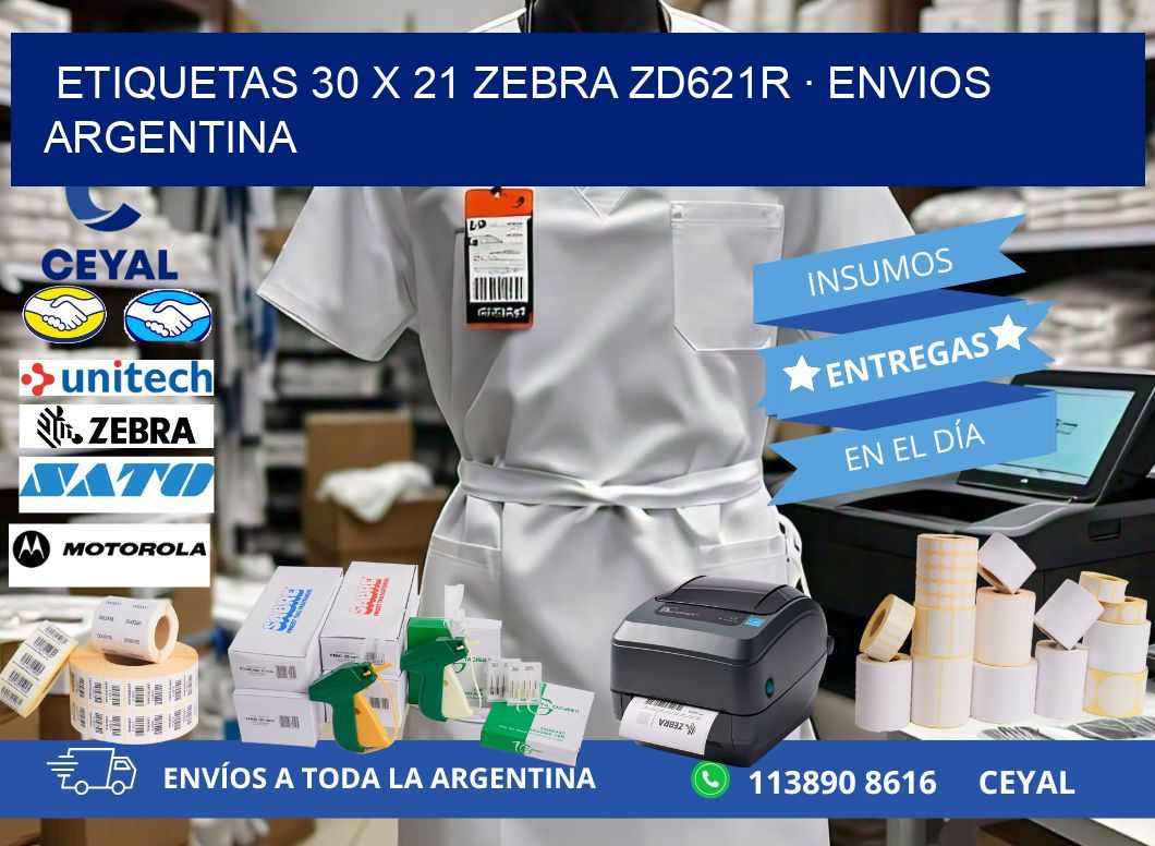 ETIQUETAS 30 x 21 ZEBRA ZD621R · ENVIOS ARGENTINA
