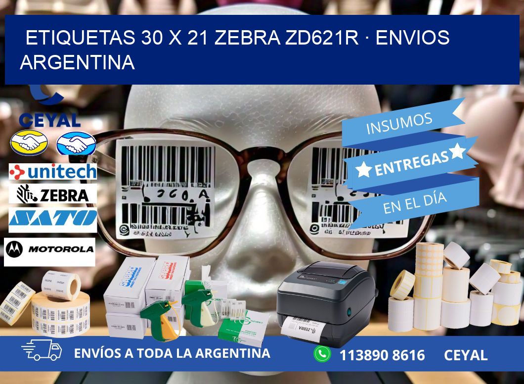ETIQUETAS 30 x 21 ZEBRA ZD621R · ENVIOS ARGENTINA