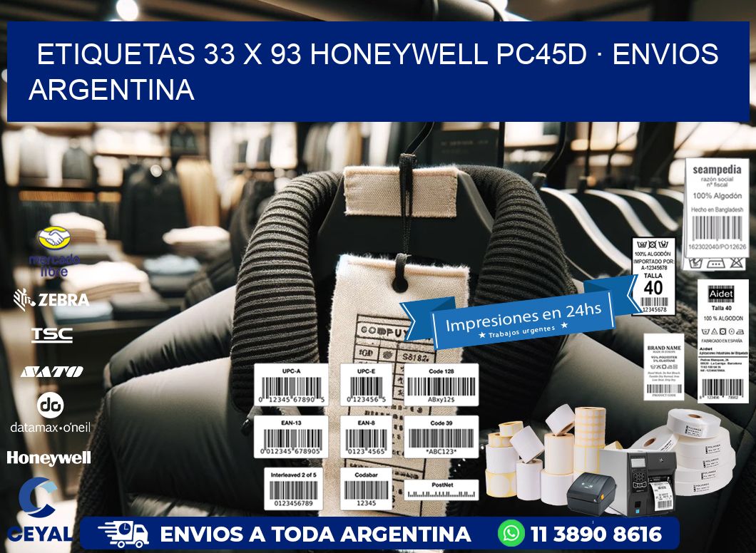 ETIQUETAS 33 x 93 HONEYWELL PC45D · ENVIOS ARGENTINA