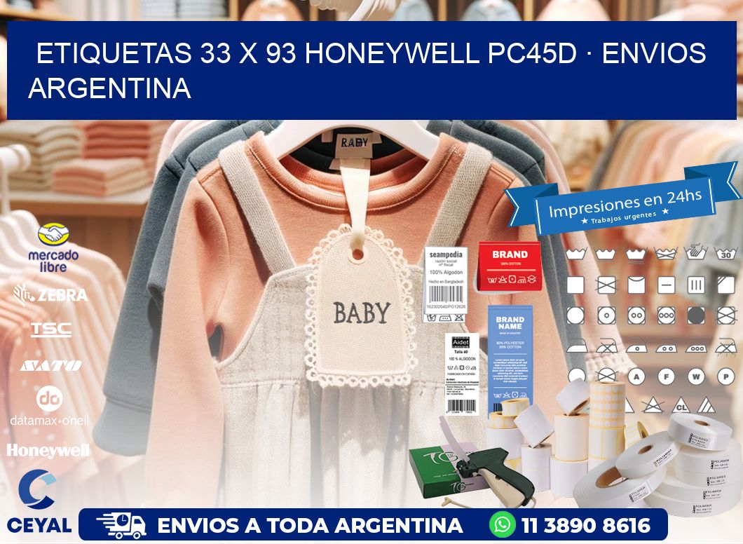 ETIQUETAS 33 x 93 HONEYWELL PC45D · ENVIOS ARGENTINA
