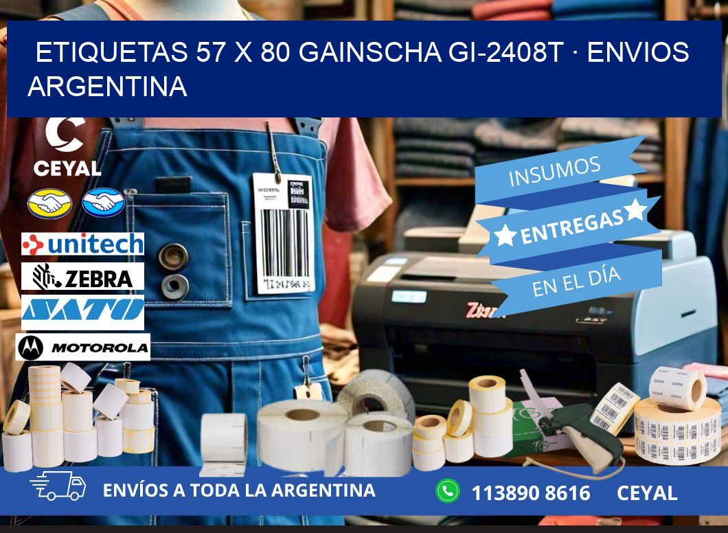 ETIQUETAS 57 x 80 GAINSCHA GI-2408T · ENVIOS ARGENTINA