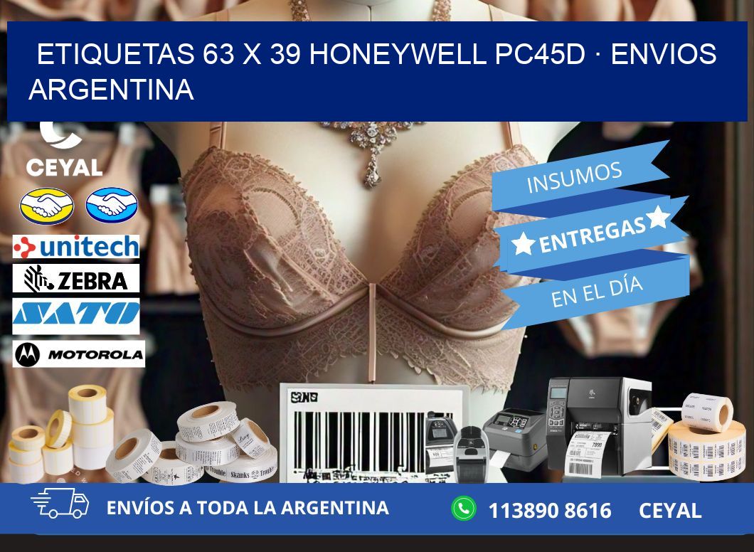 ETIQUETAS 63 x 39 HONEYWELL PC45D · ENVIOS ARGENTINA