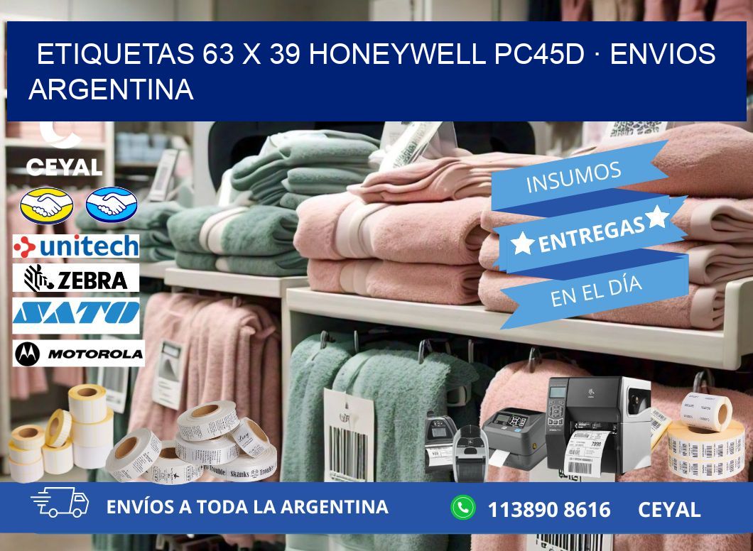 ETIQUETAS 63 x 39 HONEYWELL PC45D · ENVIOS ARGENTINA