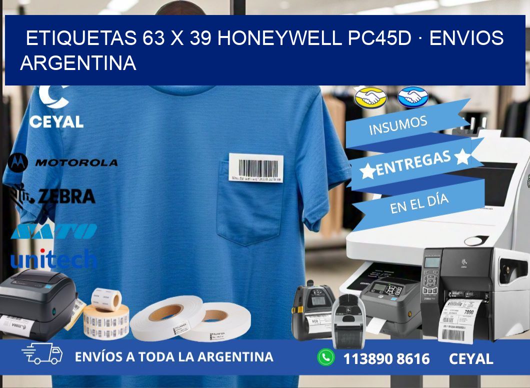 ETIQUETAS 63 x 39 HONEYWELL PC45D · ENVIOS ARGENTINA