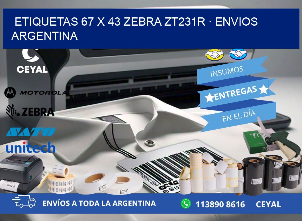 ETIQUETAS 67 x 43 ZEBRA ZT231R · ENVIOS ARGENTINA