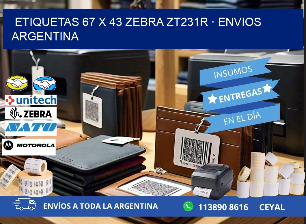 ETIQUETAS 67 x 43 ZEBRA ZT231R · ENVIOS ARGENTINA