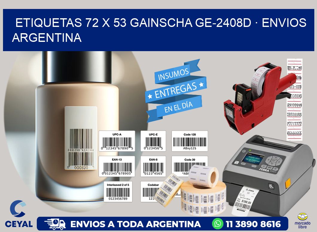ETIQUETAS 72 x 53 GAINSCHA GE-2408D · ENVIOS ARGENTINA