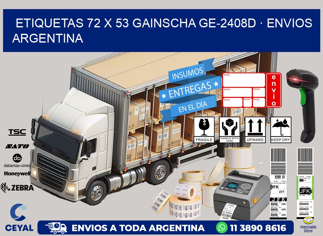 ETIQUETAS 72 x 53 GAINSCHA GE-2408D · ENVIOS ARGENTINA