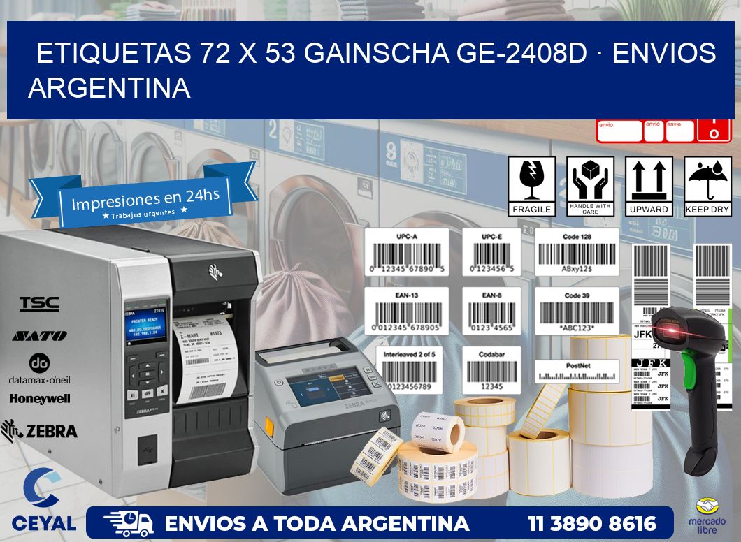 ETIQUETAS 72 x 53 GAINSCHA GE-2408D · ENVIOS ARGENTINA