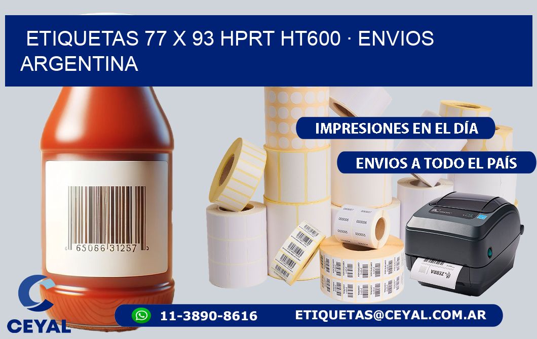 ETIQUETAS 77 x 93 HPRT HT600 · ENVIOS ARGENTINA