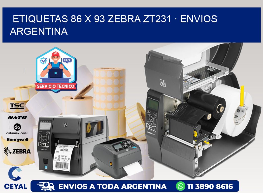 ETIQUETAS 86 x 93 ZEBRA ZT231 · ENVIOS ARGENTINA