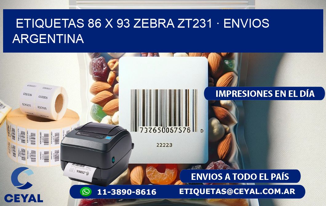ETIQUETAS 86 x 93 ZEBRA ZT231 · ENVIOS ARGENTINA
