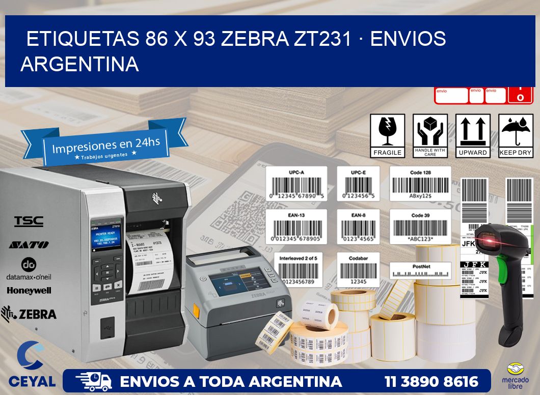 ETIQUETAS 86 x 93 ZEBRA ZT231 · ENVIOS ARGENTINA