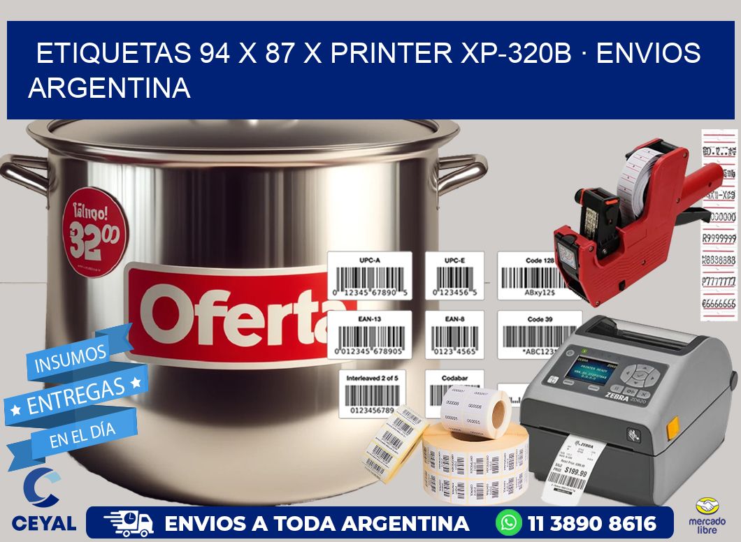 ETIQUETAS 94 x 87 X PRINTER XP-320B · ENVIOS ARGENTINA