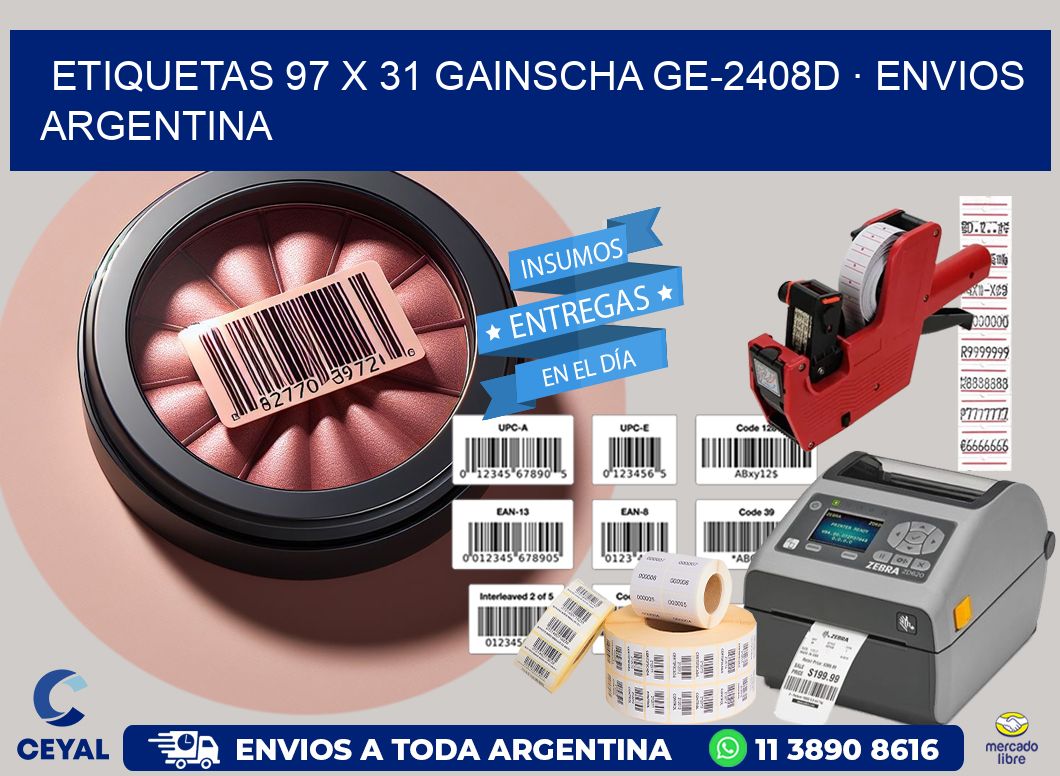 ETIQUETAS 97 x 31 GAINSCHA GE-2408D · ENVIOS ARGENTINA