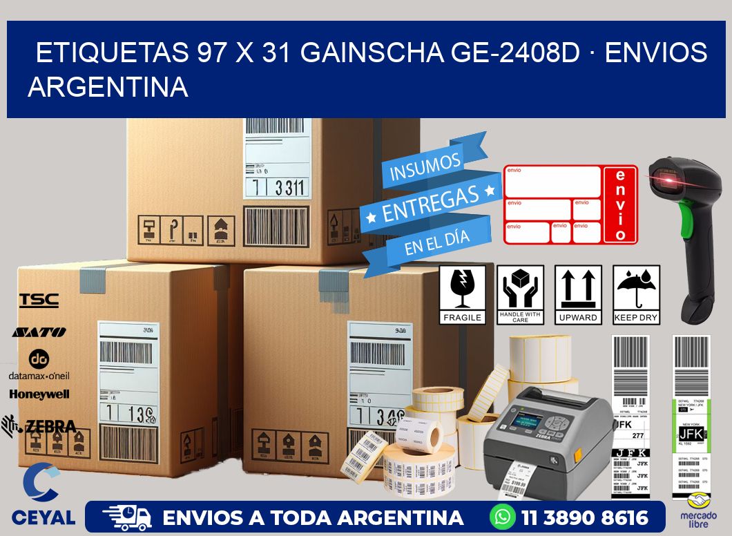 ETIQUETAS 97 x 31 GAINSCHA GE-2408D · ENVIOS ARGENTINA