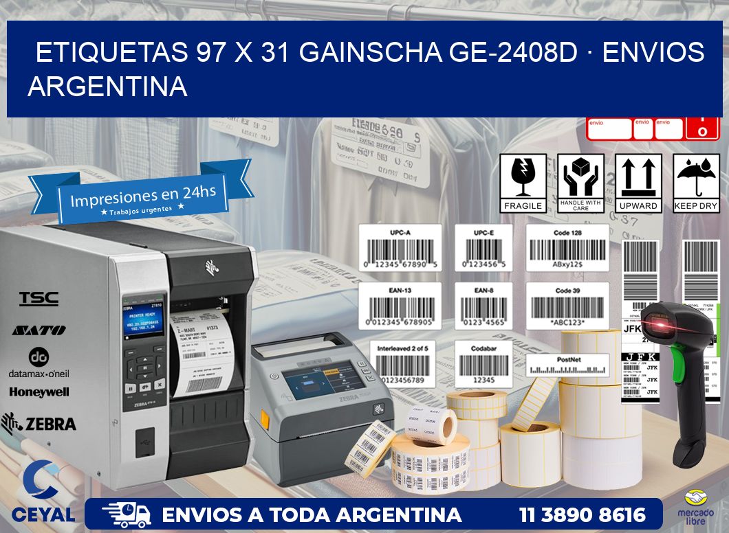 ETIQUETAS 97 x 31 GAINSCHA GE-2408D · ENVIOS ARGENTINA